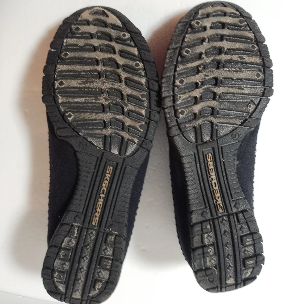 Womens Size 9 Skechers Bikers Cross Walk Shoes Slip On Black Canvas 48944